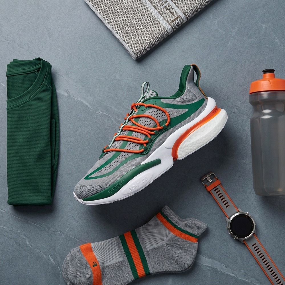 adidas AlphaBoost V1 Miami Hurricanes Shoes Men's 8 IE1038 Grey Green New No Box